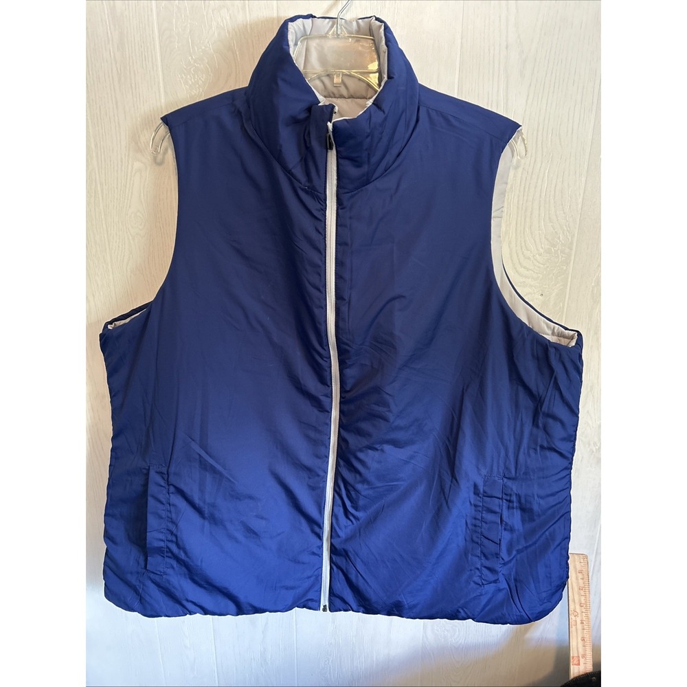 merona 3X Navy Light Gray Reversible Winter Vest Coat